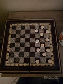 Scacchiera intarsiato in madreperla egiziana