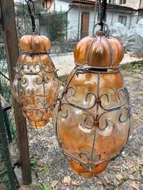 Coppia lanterna veneziana in vetro soffiato