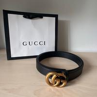 cintura gucci nera 90cm fibbia oro