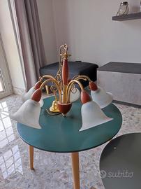 Lampadario vetro e legno