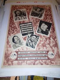manifesto poster pubblicitario aiuti america 1940s