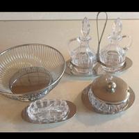 4 pezzi set olio aceto formaggio sale pepe pane