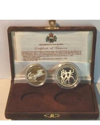 San Marino 1992 dittico di monete 500-1000 lire d'