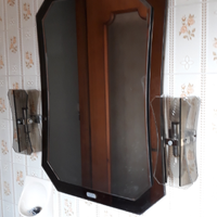 Specchiera e lampadario in vetro fume'
