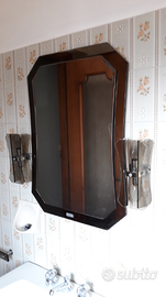 Specchiera e lampadario in vetro fume'