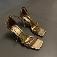 SCARPE CON TACCO ORO ROSA