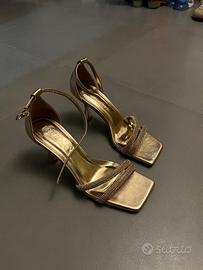 SCARPE CON TACCO ORO ROSA