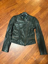 Giacca in vera pelle nera donna - stile biker