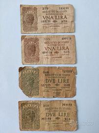 Lotto 4 Banconote Regno d'Italia (1944)