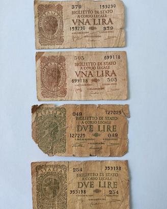 Lotto 4 Banconote Regno d'Italia (1944)