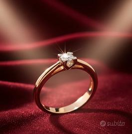 anello solitario oro bianco rosè 18kt fidanzamento
