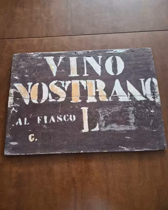 Insegna d'Epoca in Legno "Vino Nostrano al Fiasco