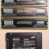 RAM Crucial Ballistix 4x4GB + SSD Samsung 256GB