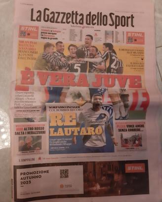 JUVE BATTE MILAN 1A0 23 OTTOBRE 2023 GAZZETTA