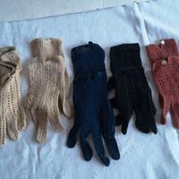 Set di 5 paia di guanti vintage in cotone lavorati