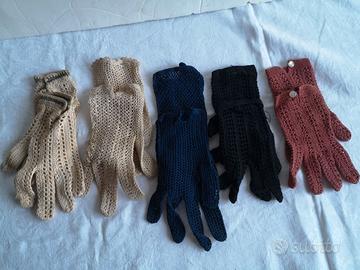 Set di 5 paia di guanti vintage in cotone lavorati