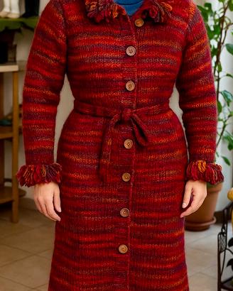 Cardigan lungo / cappotto artigianale 100% lana