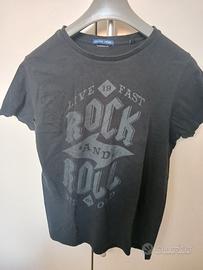 T.Shirt nera con stampa Smiling London tg.XS
