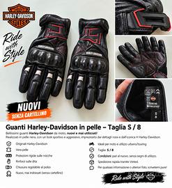 Guanti Harley-Davidson Moto Pelle Neri Tg.8