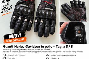 Guanti Harley-Davidson Moto Pelle Neri Tg.8