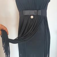 Abito da sera nero con frange  taglia 44