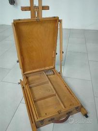 cavalletto in legno portatile per pittore