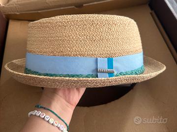 Stetson Cappello di Paglia Azzurro Nuovo