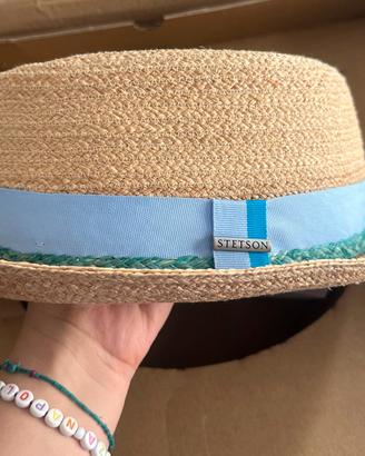 Stetson Cappello di Paglia Azzurro Nuovo