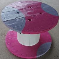 Tavolino realizzato con bobina legno - Rosa Viola