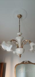 Lampadario vetro e ottone.