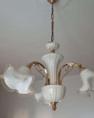 Lampadario vetro e ottone.