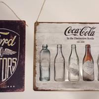 Targhe di metallo Coca Cola e Ford