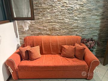 divano letto 3 posti arancione 