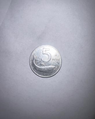Moneta 5 lire 1954 delfino