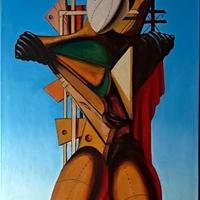 Quadro ad olio su tela- Omaggio a  G.De Chirico