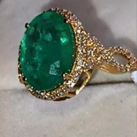 Anello in oro Smeraldo Zambia e Diamanti HRD 