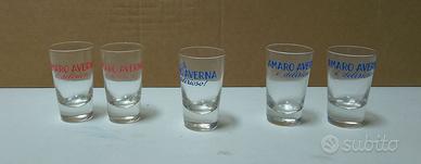 Bicchieri Amaro Averna da collezione 2 rossi 3 blu