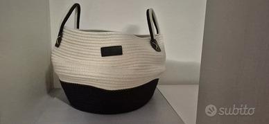 elegante cesto in corda alto 30 cm 