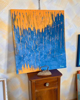 tela blu e arancio arte moderna