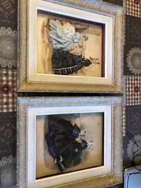 Coppia Quadri 800 Moda francese antiquariato