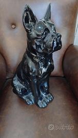 grande cane boxer ceramica nero
