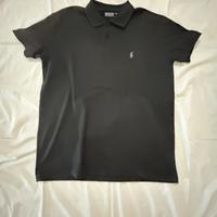 Polo Ralph Lauren nera XXL logo grigio ricamato