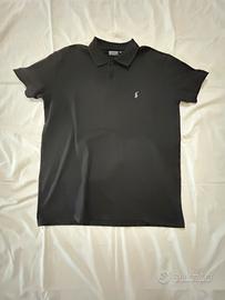 Polo Ralph Lauren nera XXL logo grigio ricamato