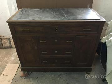 Comò + specchiera + comodini (da restaurare)