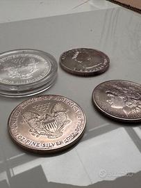 Lotto 4 monete argento AMERICA/CANADA