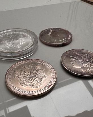 Lotto 4 monete argento AMERICA/CANADA