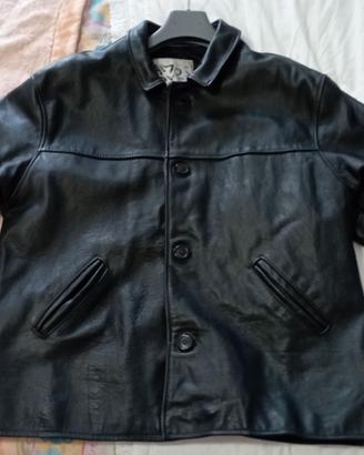 Giaccone in vera pelle da uomo nero