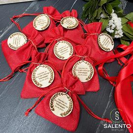 Bomboniera Sacchetto E portachiavi Legno 