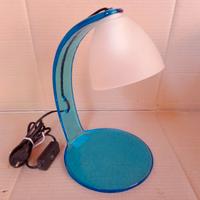 Lampada da tavolo anni ‘80/‘90 vetro bianco/blu