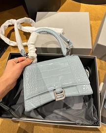 Borsa a clessidra Balenciaga bianco blu